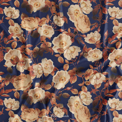 Blue Rose Floral Digital Printed Fabric Material Wholesale Market Blue Rose Floral Digital Printed Fabric Material Wholesale Market