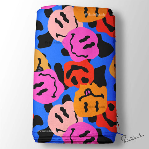 Quirky Colourful Emoji Printed Fabric For Boutique Quirky Colourful Emoji Printed Fabric For Boutique