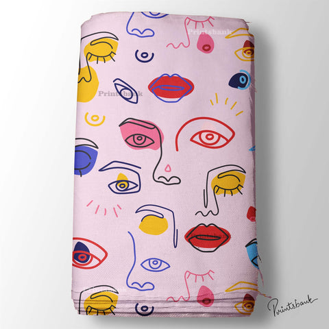 Quirky Pink Face Digital Printed Fabric Dress Material Quirky Pink Face Digital Printed Fabric Dress Material