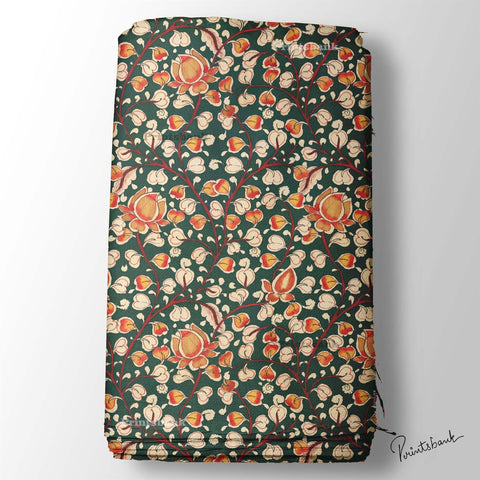 Green Kalamkari Printed Fabric Manufacturer In Surat Green Kalamkari Printed Fabric Manufacturer In Surat
