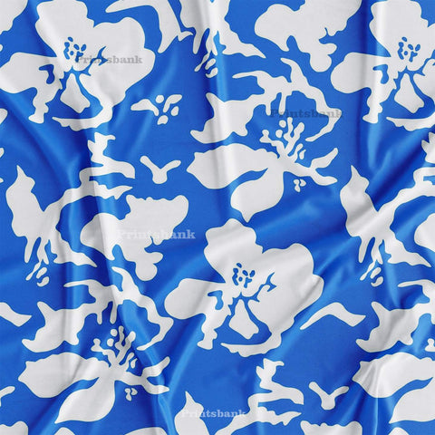 Bright Blue White Floral Printed Fabric For Kurti Online Bright Blue White Floral Printed Fabric For Kurti Online