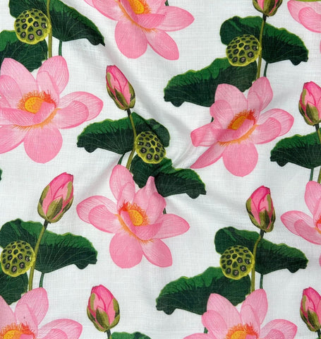Soft Poly Cotton Lilen Pichwai Digital Printed Fabric Soft Poly Cotton Lilen Pichwai Digital Printed Fabric