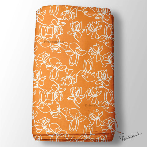 Orange white Floral Printed Fabric Wholesale Price Orange white Floral Printed Fabric Wholesale Price