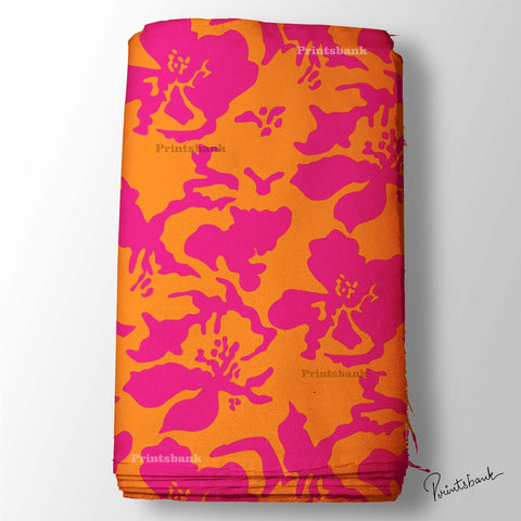 Hot Pink Orange Floral Fabric For Designer Dress Hot Pink Orange Floral Fabric For Designer Dress
