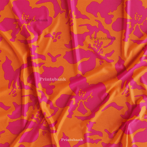 Hot Pink Orange Floral Fabric For Designer Dress Hot Pink Orange Floral Fabric For Designer Dress