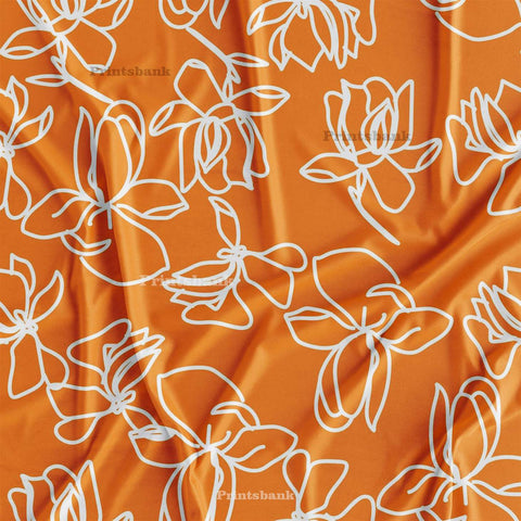 Orange white Floral Printed Fabric Wholesale Price Orange white Floral Printed Fabric Wholesale Price
