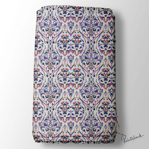 Floral Ikat Printed Fabric Floral Ikat Printed Fabric