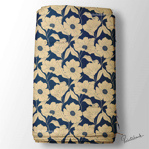 Navy Blue Floral Digital Printed Fabric Manufacturer Navy Blue Floral Digital Printed Fabric Manufacturer