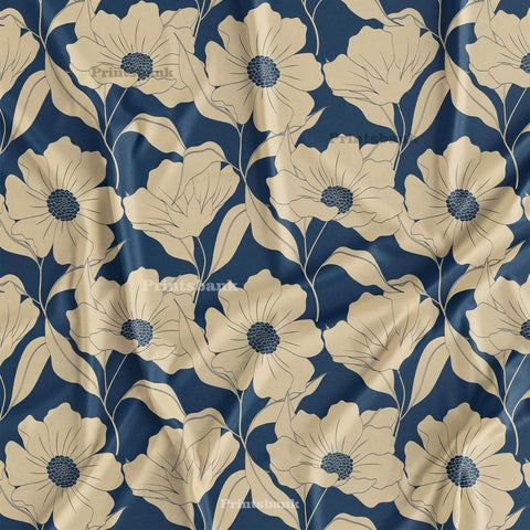 Navy Blue Floral Digital Printed Fabric Manufacturer Navy Blue Floral Digital Printed Fabric Manufacturer