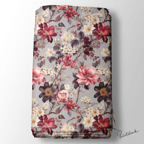 Big Floral Digital Printed Fabric For Kurti Dresses Big Floral Digital Printed Fabric For Kurti Dresses