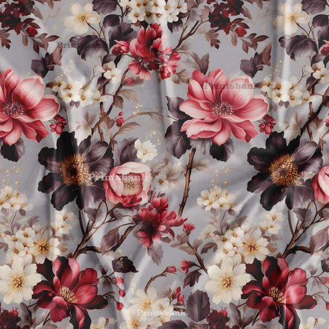 Big Floral Digital Printed Fabric For Kurti Dresses Big Floral Digital Printed Fabric For Kurti Dresses