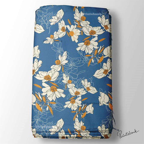 Blue Floral Digital Printed Fabric Manufacturer In Surat Blue Floral Digital Printed Fabric Manufacturer In Surat