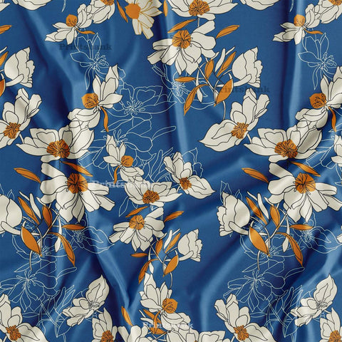 Blue Floral Digital Printed Fabric Manufacturer In Surat Blue Floral Digital Printed Fabric Manufacturer In Surat