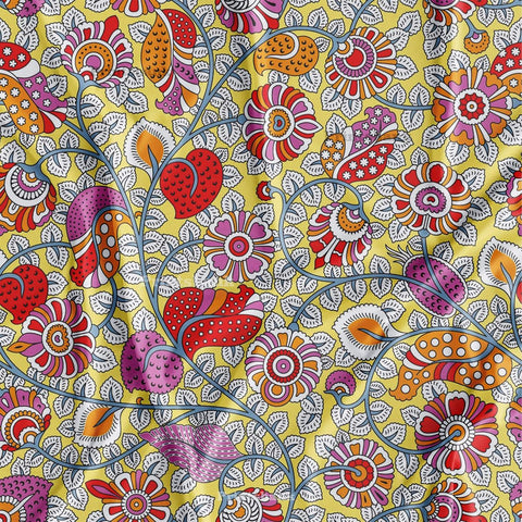 Vintage Kalamkari Floral Digital Printed Fabric Manufacturer In Surat Vintage Kalamkari Floral Digital Printed Fabric Manufacturer In Surat