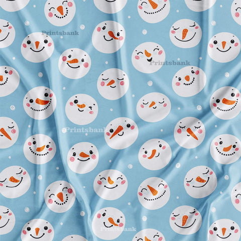 Ice Blue Christmas Digital Printed Fabric For Kid's Dress Ice Blue Christmas Digital Printed Fabric For Kid's Dress