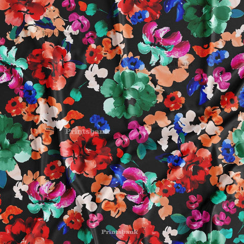 Dark Blooming Floral Digital Printed Fabric Manufacturer In India Dark Blooming Floral Digital Printed Fabric Manufacturer In India