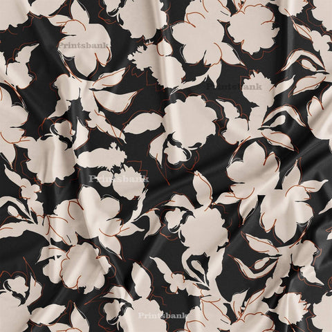 Black & White Floral Digital Printed Fabric Manufacturer Black & White Floral Digital Printed Fabric Manufacturer