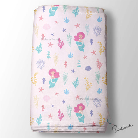 Baby Pink Mermaid Printed Fabric For Kid's Dresses Baby Pink Mermaid Printed Fabric For Kid's Dresses