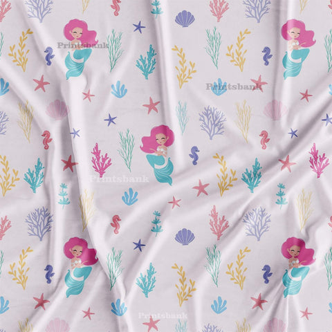 Baby Pink Mermaid Printed Fabric For Kid's Dresses Baby Pink Mermaid Printed Fabric For Kid's Dresses