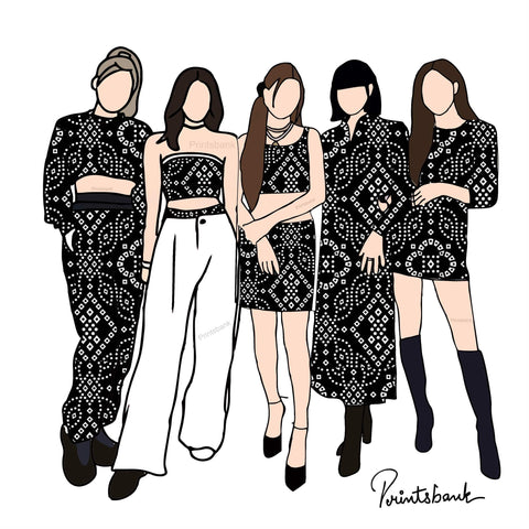 Black White Bandhani Digital Printed Fabric Material Black White Bandhani Digital Printed Fabric Material