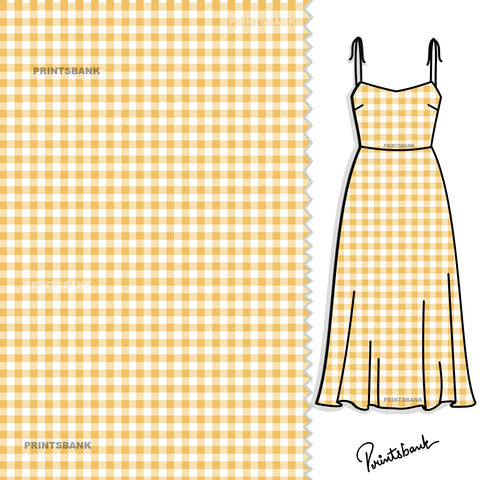 Yellow Gingham Digital Printed Material Yellow Gingham Digital Printed Material