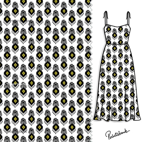 Black White Motif Ikat For Dress Material Black White Motif Ikat For Dress Material