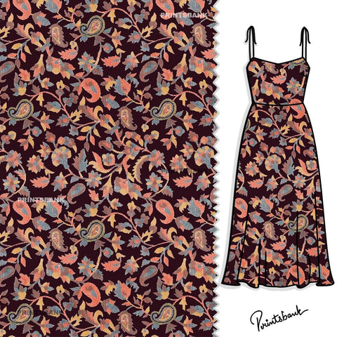 Dark Shade Paisley Ethnic Floral Pattern Dark Shade Paisley Ethnic Floral Pattern