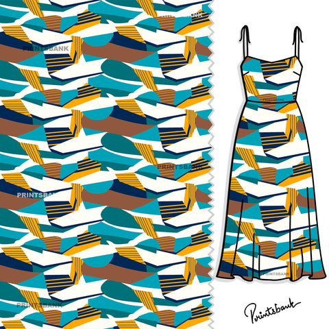 Abstract White Green Designer Printed Fabric Abstract White Green Designer Printed Fabric