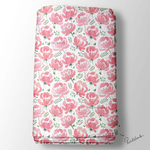 Pink Floral Digital Printed Fabric Material Pink Floral Digital Printed Fabric Material