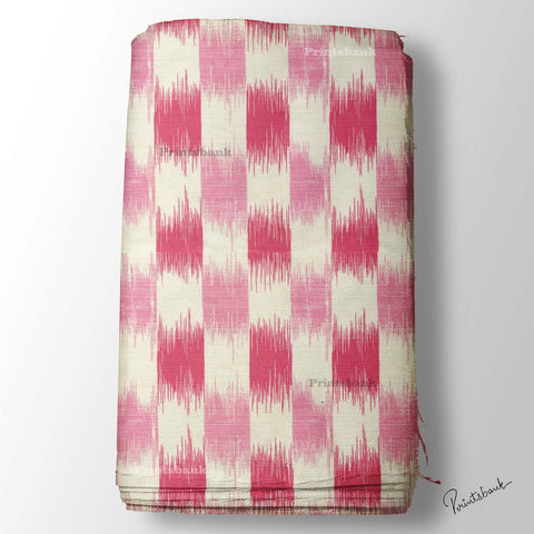Hot Pink Beige Color Ikat Digital Printed Fabric Material Hot Pink Beige Color Ikat Digital Printed Fabric Material