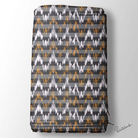 Brown ZigZag Ikat Digital Printed Fabric Material Brown ZigZag Ikat Digital Printed Fabric Material