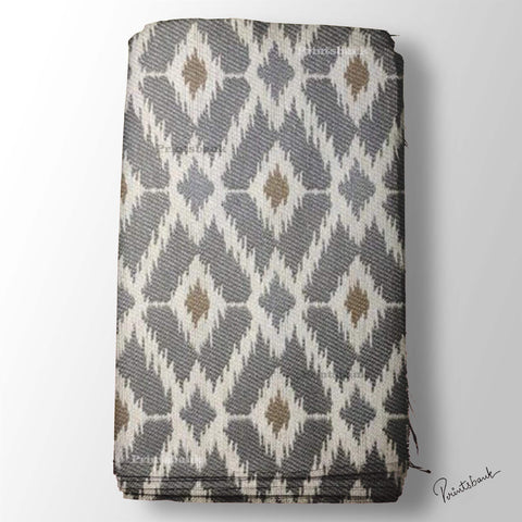Gray Color Ikat Digital Printed Fabric Material Gray Color Ikat Digital Printed Fabric Material
