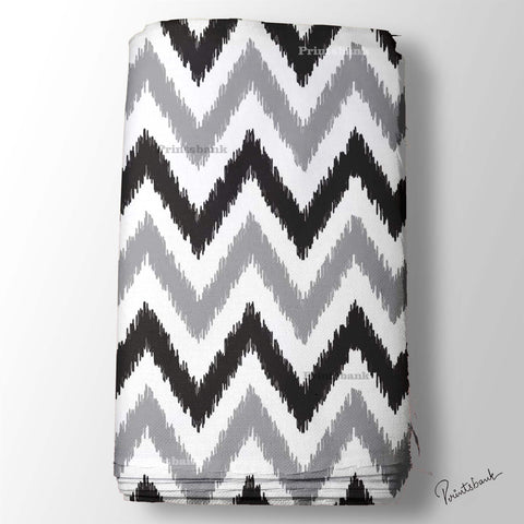 Black White Zigzag Ikat Digital Printed Fabric Material Black White Zigzag Ikat Digital Printed Fabric Material