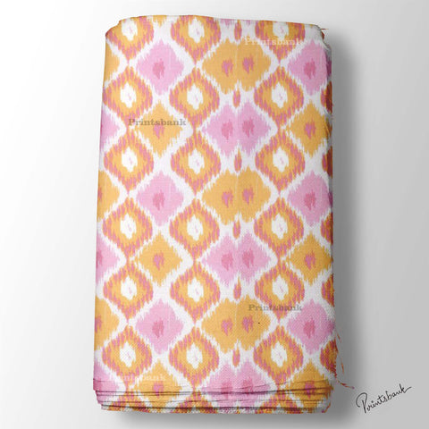 Peach Pink Ikat Digital Printed Fabric Material Peach Pink Ikat Digital Printed Fabric Material