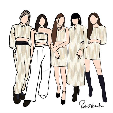 Beige & Brown Ikat Digital Printed Fabric Beige & Brown Ikat Digital Printed Fabric