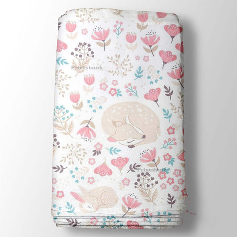 White and Pink Kid's Printed Fabric White and Pink Kid's Printed Fabric