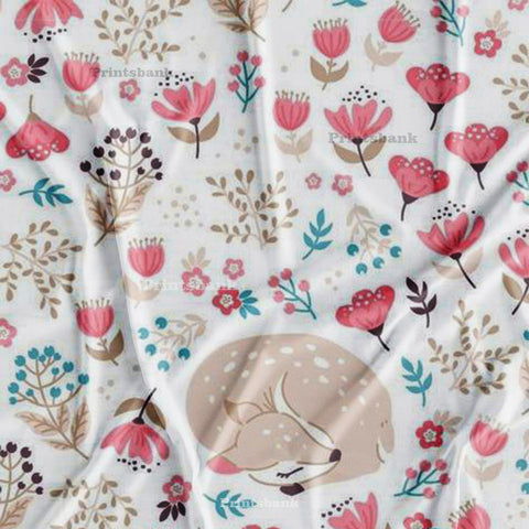 White and Pink Kid's Printed Fabric White and Pink Kid's Printed Fabric