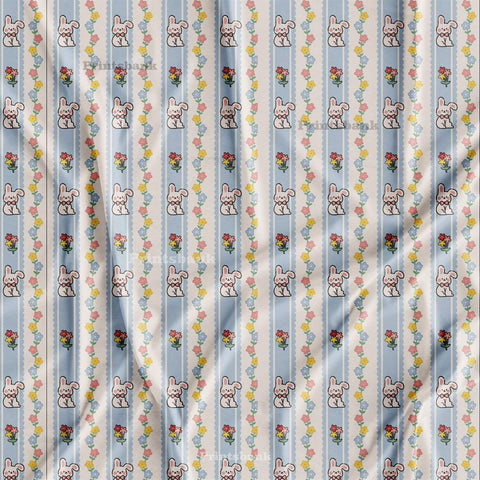Stripe Floral Kid's Digital Printed Fabric Stripe Floral Kid's Digital Printed Fabric