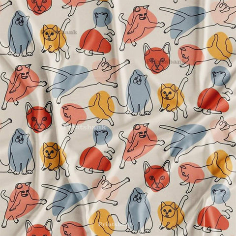 Multi color Cat Pattern Kid's Digital Printed Fabric Multi color Cat Pattern Kid's Digital Printed Fabric