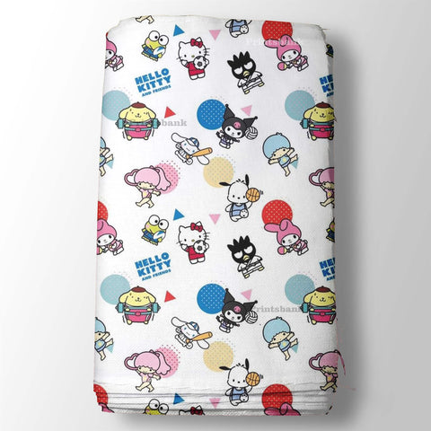 Ivory White & Kitty Story Kid's Digital Printed Fabric Ivory White & Kitty Story Kid's Digital Printed Fabric