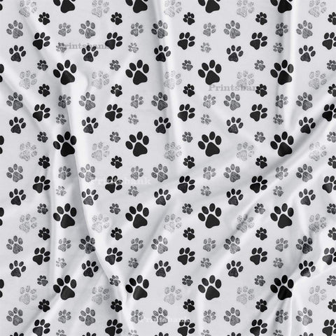 Black & White Cat Finger Print Kid's Printed Fabric Black & White Cat Finger Print Kid's Printed Fabric