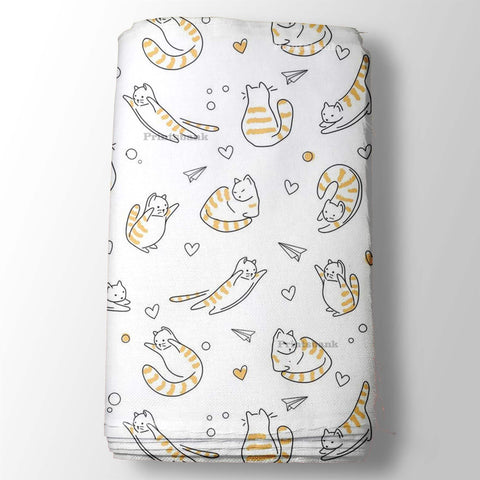 Snow White & Dancing Cat Pattern Kid's Printed Fabric Snow White & Dancing Cat Pattern Kid's Printed Fabric