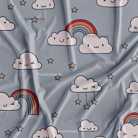 Rainbow Cloud Pattern For Baby Soft and Comfortable Kid's Printed Fabric Rainbow Cloud Pattern For Baby Soft and Comfortable Kid's Printed Fabric