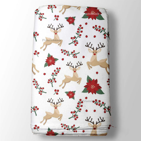Christmas Deer Tree Multi color Printed Baby Kids Fabric Christmas Deer Tree Multi color Printed Baby Kids Fabric