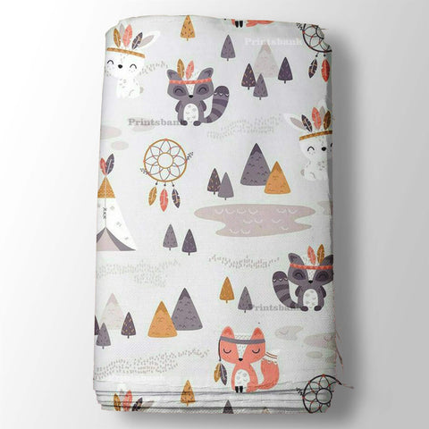Mountain Tree Kids Printed Fabric in Grey Mountain Tree Kids Printed Fabric in Grey