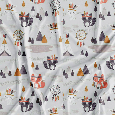 Mountain Tree Kids Printed Fabric in Grey Mountain Tree Kids Printed Fabric in Grey