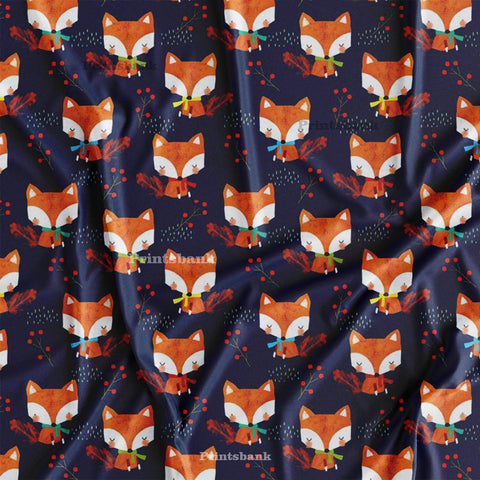 Red Cat Printed Fabric Kids Print with Black Red Cat Printed Fabric Kids Print with Black