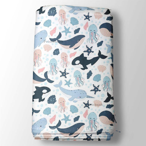 Whale Octopus Cute Kids Printed Baby Fabrics Whale Octopus Cute Kids Printed Baby Fabrics