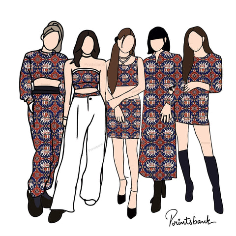 Maroon Blue Animal Patola Digital Printed Fabric Material Maroon Blue Animal Patola Digital Printed Fabric Material