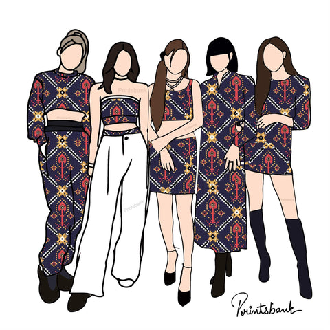 Black Red Geometrical Patola Digital Printed Fabric Material Black Red Geometrical Patola Digital Printed Fabric Material